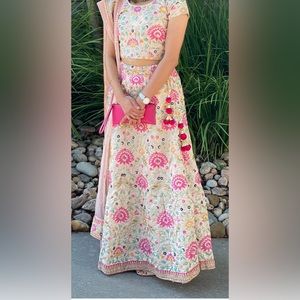 Beautiful pink embroidered lengha